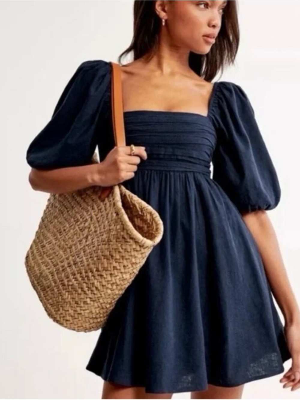 Abercrombie & Fitch Navy Blue Smocked Dress